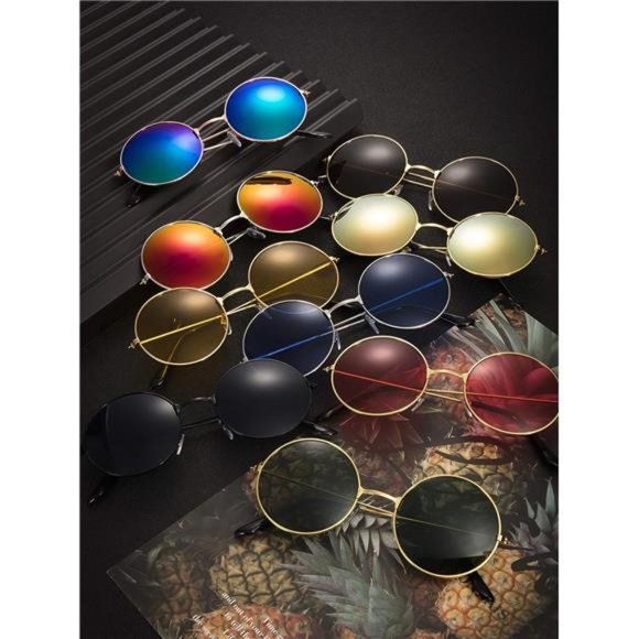 28 Pairs Round Hippie Sunglasses Colored Disco Glasses 70s Outfits Groovy Party - Picture 5 of 6